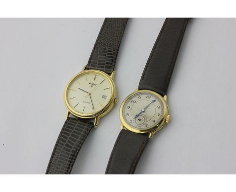 A Swiss 18ct gold wristwatch, unsigned dial and movement, manual wind, circa 1935, and a Pulvar quartz watch