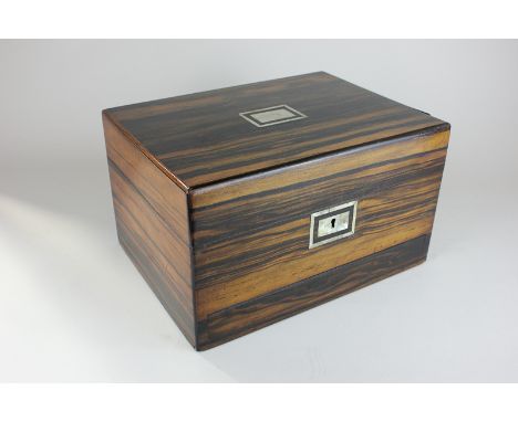 A Cormack Brothers jewellery box with mother of pearl inlay, fitted interior, lift-out shelf and 'secret' drawer, 30cm