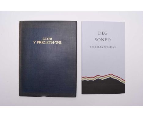 GWASG GREGYNOG. Llyfr Y Pregeth-wr. 4to 1927. No 227/250. Limp blue cloth. Four page leaflet for The Revelation of St John Th