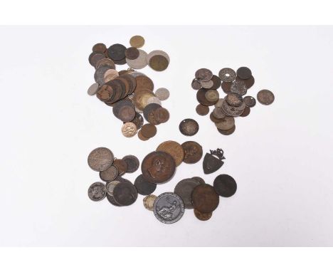A collection of UK and foreign silver, cupro-nickel, copper & bronze coinage comprisingGeorge III Essequebo and DemararyOne s