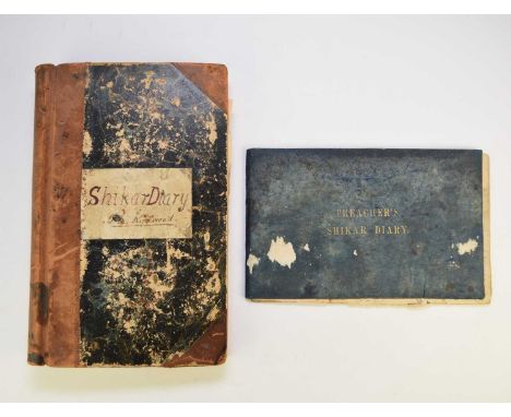 GAME BOOK & HUNTING DIARY, India 1889-90 and 1900-11. Treacher's Shikar Diary and register of large and small game shot, spea