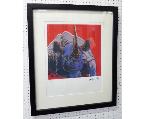 ANDY WARHOL 'Black Rhinoceros', 1983, lithograph, hand numbered limited edition 65/100, by Leo Castelli Gallery, edited by Ge