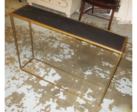 CONSOLE TABLE, gilt metal framed with a rectangular slate effect top, 99cm W x 71cm H x 25cm D.
