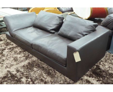 SOFA, brown leather, contemporary Italian style with adjustable arm, 227cm W x 98cm D.