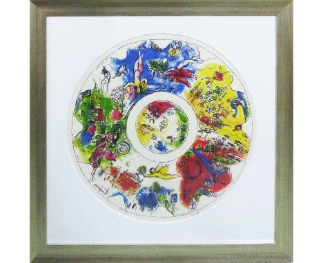 MARC CHAGALL 'Paris Opera Ceiling', off set lithograph, 49cm x 49cm, framed and glazed. Subject to ARR - please see Buyers Co