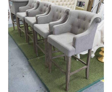 BAR STOOLS, a set of six, vintage French style, 111cm H, 43cm D. (6)