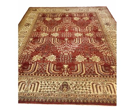 PERSIAN BAKSHAISH CARPET, 310cm x 246cm, cypress tree design on ruby field.