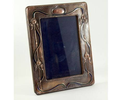 Copper and enamel easel back photo frame 