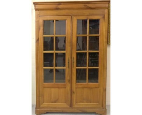 Cherry wood display cabinet / bookcase with adjustable shelf and glass doors. 210 x 130 x 45