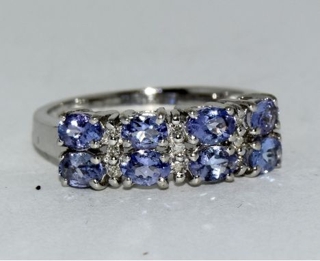 Tanzanite & Diamond 9ct gold ring size O