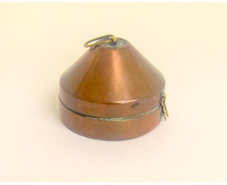 A Boer War period copper Snuff Box in the shape of a military helmet tin 7cms diameter by 5cms high