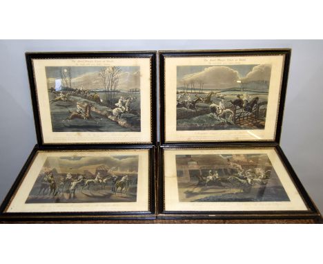 4 coloured engravings by H Alken set 1-4 "The First Steeple chase on Record "engraved by J Harris ,published by Ben Brookes L