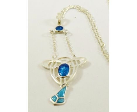 A silver & enamel Art Nouveau Style Pendant necklace