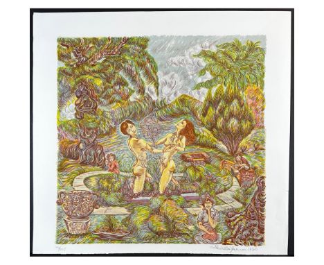 Lithograph titled Adam and Eve Year 1980 Signed lower right numbered 146/275 Sight size 24.5" x 23"Condition: Age related wea