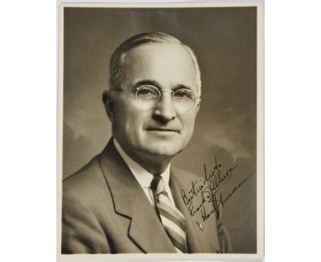 [PRESIDENT - HARRY TRUMAN]TRUMAN, HARRY. Signed and inscribed portrait photograph to Frank S. Allison. Kansas City, MO: Henry