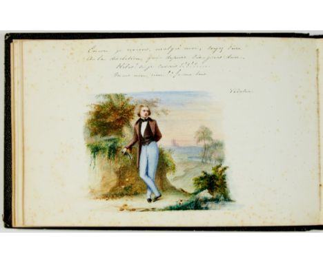 [MANUSCRIPT ALBUM - EPISTOLARY ROMANCE]ROBELET, CAROLINE JOSEPHINE; and L.V. ALLAIRE; illustrated by HLELENA ROBELET. [Manusc