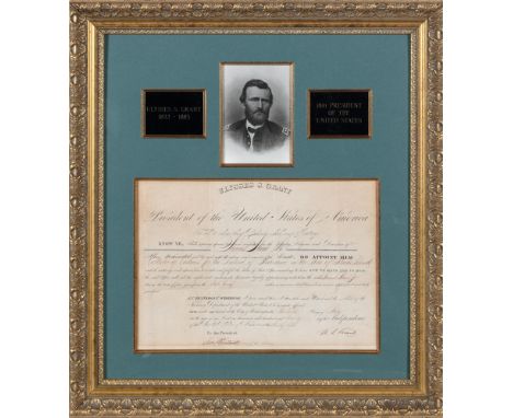 GRANT, ULYSSES Document signed appointing a customs collector. Washington: 14 July 1870. Partly printed document accomplished