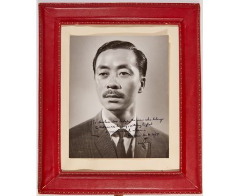 [VIETNAM WAR]NGUYEN CAO KY. Inscribed photograph dated 1967. A vintage black gelatin silver print of Nguyen Cao Ky, inscribed