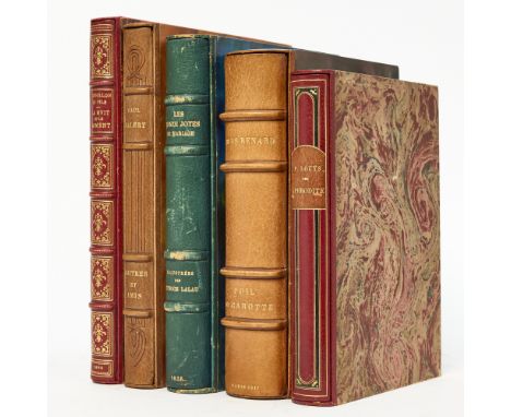 GROUP OF FIVE FRENCH BINDINGSComprises VALERY, PAUL. Maitres et amis. Paris: 1927. One of 200 copies. Contemporary brown moro