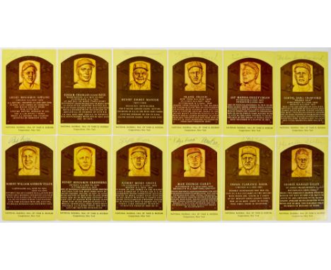 [BASEBALL]Twelve signed Hall of Fame Baseball Postcards. Twelve postcards depicting the Hall of Fame plaques of various playe