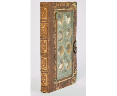 [ART BINDING]An interesting art binding incorporating shells. A volume orignally in French morocco backed marbled boards alte