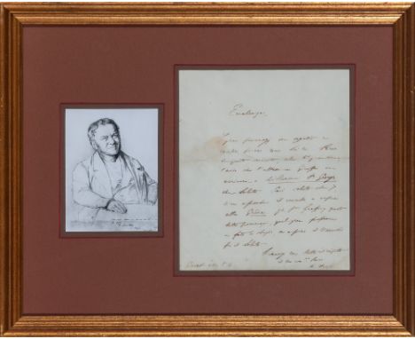 STENDHAL, HENRY BEYLEAutograph note signed. [Paris: circa June 1827]. A one page autograph note in Italian signed “Beyle,” th