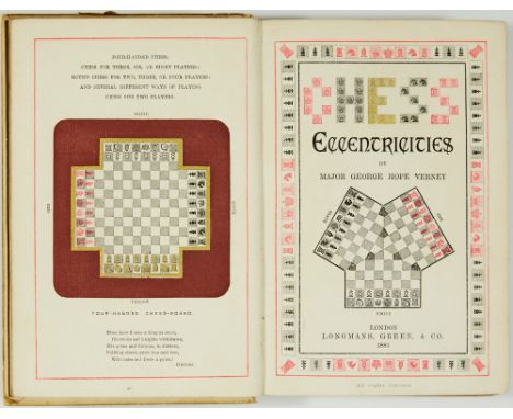 [GAMES - CHESS]VERNEY, MAJOR GEORGE HOPE. Chess Eccentricities. London: Longmans, Green &amp; Co., 1885. First edition, autho