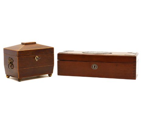 A silver mounted glove box,Birmingham 1876, with a central plaque depicting punters on a river, opening to reveal three pairs