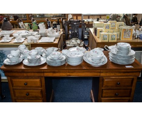 Noritake Roseglen China ( 1955 - 1959 ) 92 Pieces In Total. Comprises 12 Large Dinner Plates, 12 Medium Plates, 10 Large Dish