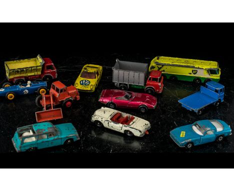 Collection of Loose Matchbox Cars From the 1960's. All In Very Used Condition - A/F. Includes BP, Tippers, Cars, Racing Cars 