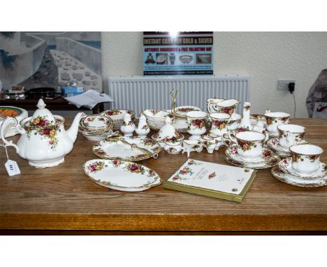 Old Country Roses Tea Service with extras, comprising a Tea Pot, Milk Jug, Sugar Bowl, four cups, saucers and side plates, a 