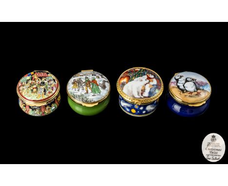 Collection of Four Enamelled Trinket Boxes, The Crummels Anno Domini Box Limited Edition 1982, a House of Ashley depicting pu
