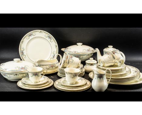 Royal Doulton Romance 'Juliet' Dinner Service No. H5077, comprising of 48 pieces: 6 dinner plates, 6 x 8" side plates, 12 x 6