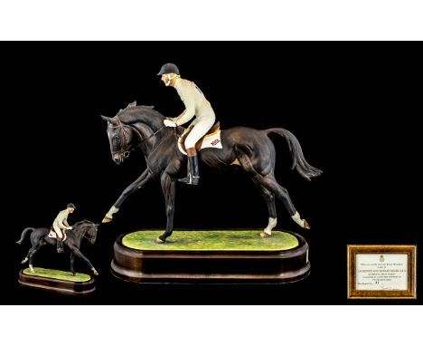 Royal Worcester - Superb Ltd Edition Hand Painted Ceramic Figure - Raised on a Wooden Plinth ' HRH Duke of Edinburgh ' In Pol