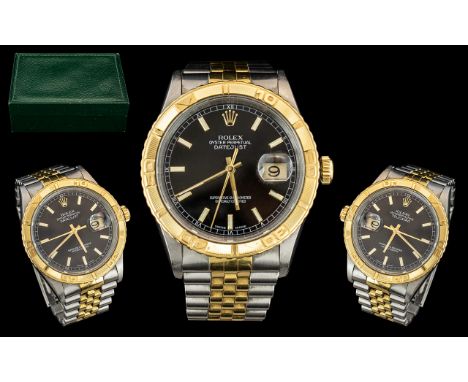 Rolex Gents 18ct Gold and Steel Oyster Perpetual Turn O-Graph ' Thunderbird ' Date-Just Wrist Watch. Model Number 16253. Feat