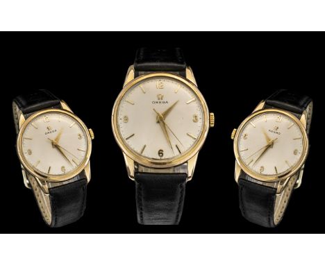 Omega - Gents 18ct Gold Plated Wrist Watch, Signed to Dial. Features - Silvered Coloured Dial, Gold Markers, 8 Seconds Sweep,