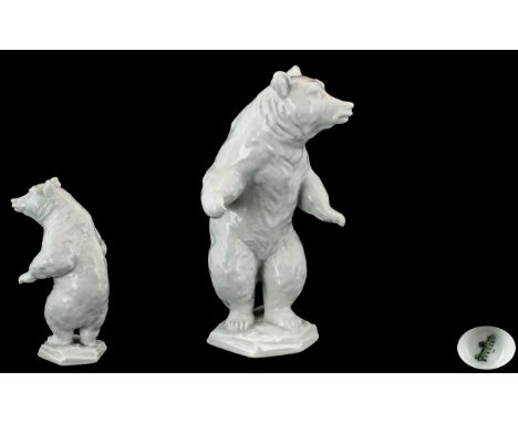 Rosenthal Handmade Porcelain Wild Animal Figure - Large ' Dancing White Bear ' Code 0741. c.1950's. Height 6.25 Inches - 16.6