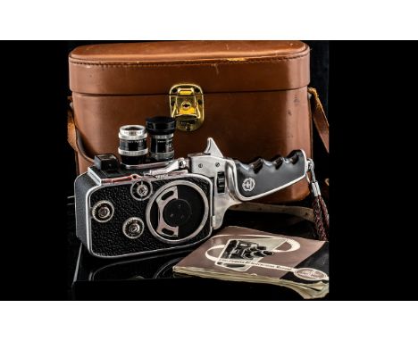 Bolex Paillard Cine Camera B8, in original leather case with manual