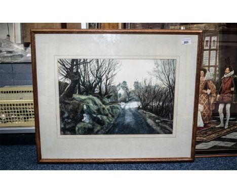 Watercolour &amp; Pencil by Jane Carpanini Ty-du Road, Llanberis, Wales. Signed and dated lower left Jane Carpanini '84. Brit