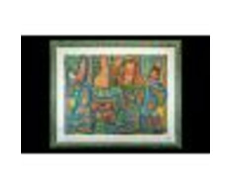 Doris Gingingara (b.Arnhemland: Australia 1946) Fine Limited Edition Coloured Print, in abstract form, typical of Doris' work