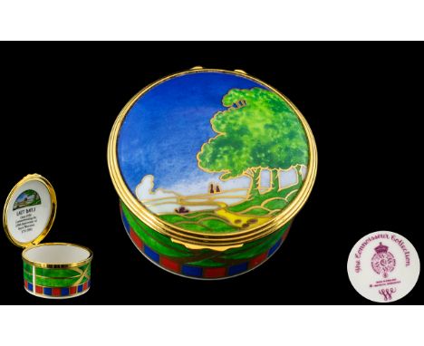 Royal Worcester - Superb Quality Hand Painted Enamel Lidded Box of Circular Form. The Top Cover with Hand Painted Copy of The