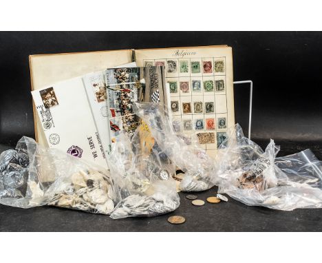 A Stock Stamp Book containing various late 19th early 20th Century stock stamps from Europe, including England, France, Germa