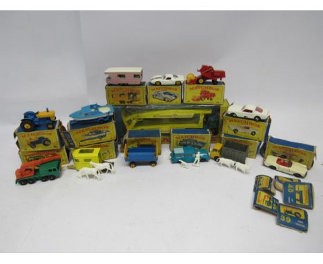 A collection of boxed Lesney Matchbox Series diecast vehicles to include K-8 Kingsize Car Transporter, 41 Ford GT Racer, 30 8