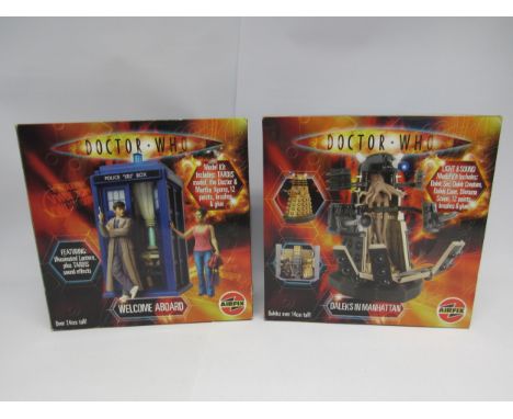 Two boxed Airfix Doctor Who plastic model kits comprising  A50006 Welcome Aboard and A50007 Daleks In Manhattan (2, contents 