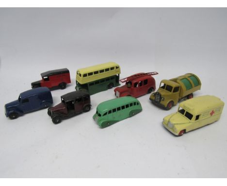 A collection of Dinky Toys diecast emergency service, commercial and public transport vehicles to include 29b Streamline Bus 