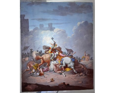 After Philip James de Loutherbourg (1740-1812) - 'Richard the Lionheart at the Battle of Saint John of Acre', unsigned, glass