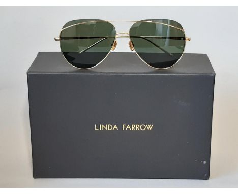 One pair of men's designer  sunglasses - Colt C2 Aviator by Linda Farrow (current style), with gold plated titanium frame and