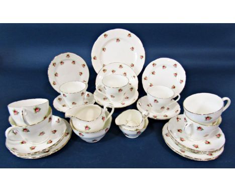 An Adderley Rose Bud pattern tea service for six 