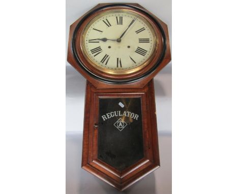 An Ansonia regulator drop dial wall clock, 'The Regulator' with eight day striking movement 