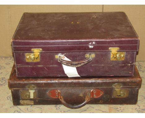 A Goldsmiths and Silversmiths Ltd leather vanity case with silk lined interior, (lacks fittings) together with a vintage stit